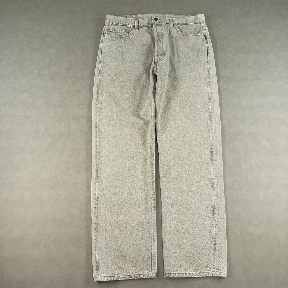 Vintage Levis 501 Jeans Mens 38x32 Beige Stonewash Denim Button Fly (Fits 36x32)